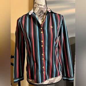 Dudalina Striped Button-Down Blouse